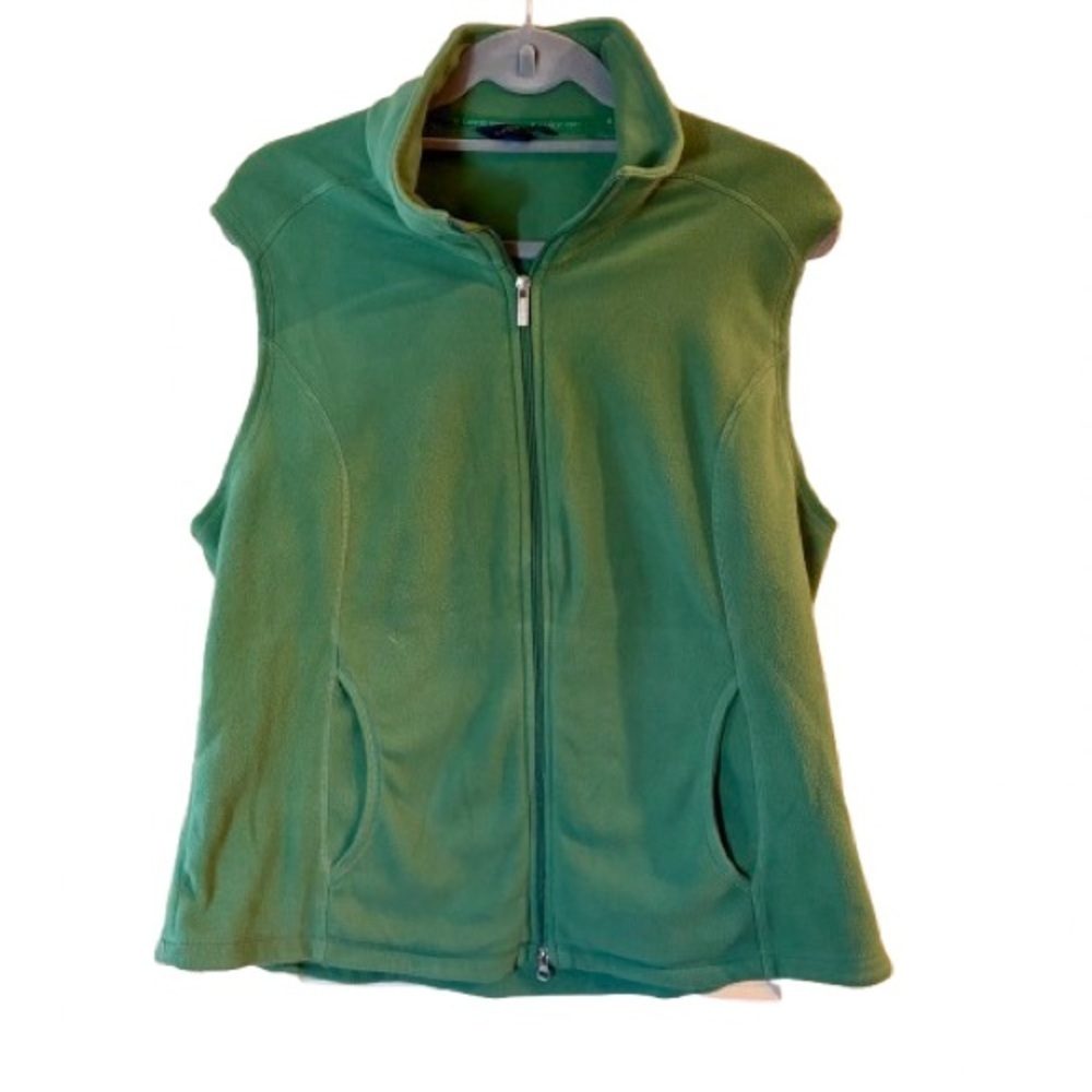 Lands' End Women's Green Fleece Vest Plus Size 18-20